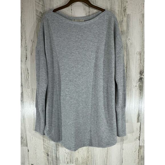 Loft Sweater Size XXL Heather Gray Fleece Boat Neck Ribbed Trim - Picture 1 of 6